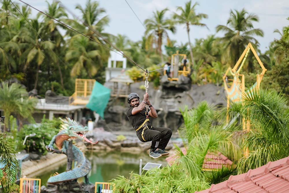 Zip line adventure at Arco Park ’N’ Resort in Kasaragod